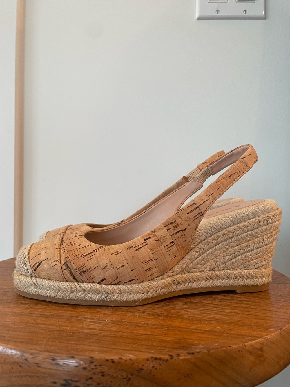 Cole Haan Cork Espadrille Wedge Slingback in Natural Tan